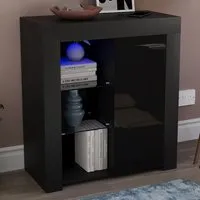 Azura Single Door Sideboard with LED - Black