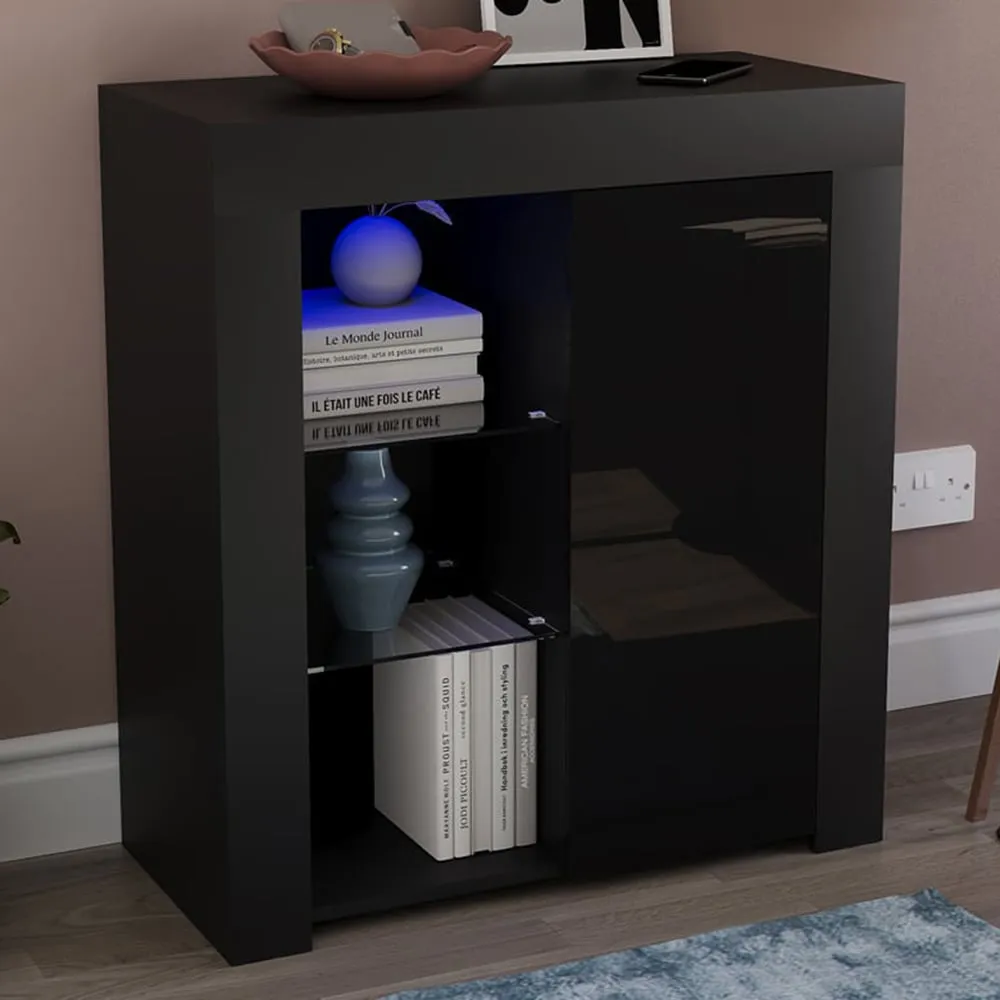 Azura Single Door Sideboard with LED - Black image