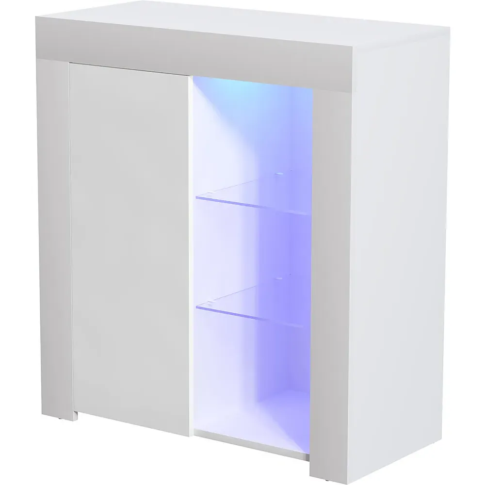 Azura Single Door Sideboard with LED - White