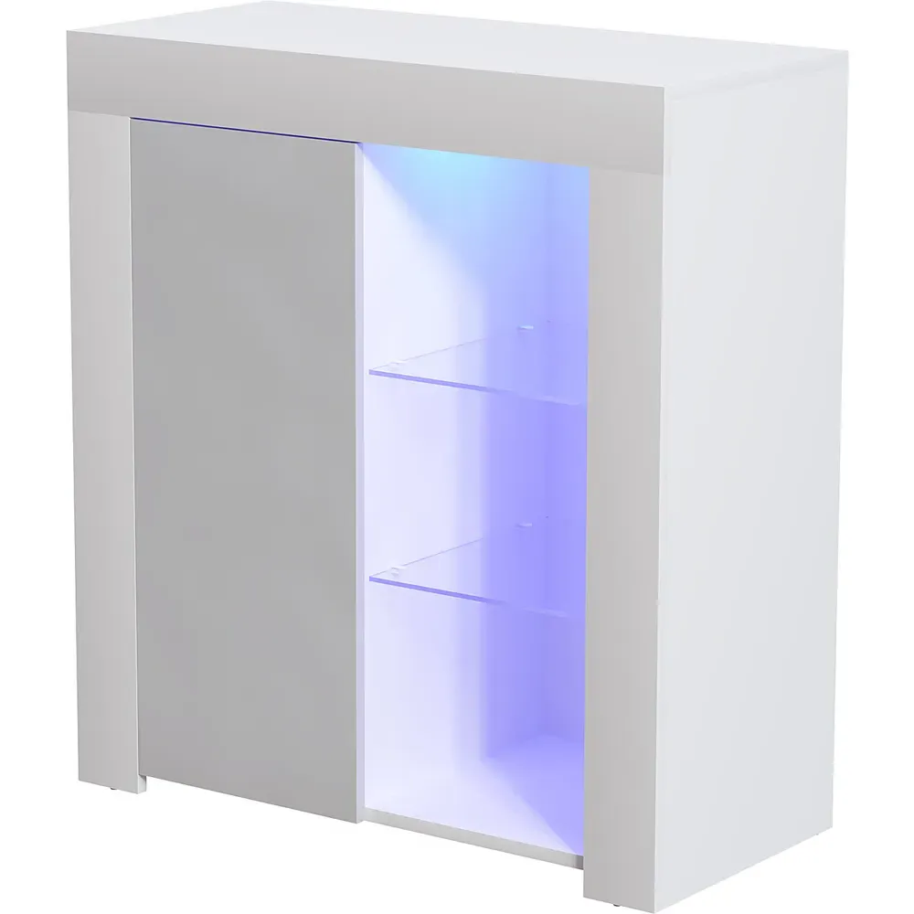 Azura Single Door Sideboard with LED - White