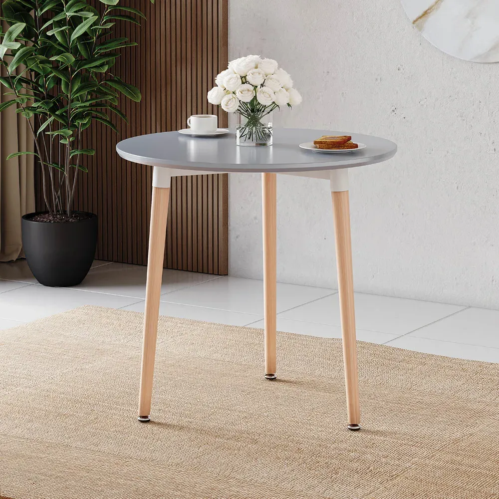 Batley 3 Seater Round Dining Table - Grey, MDF