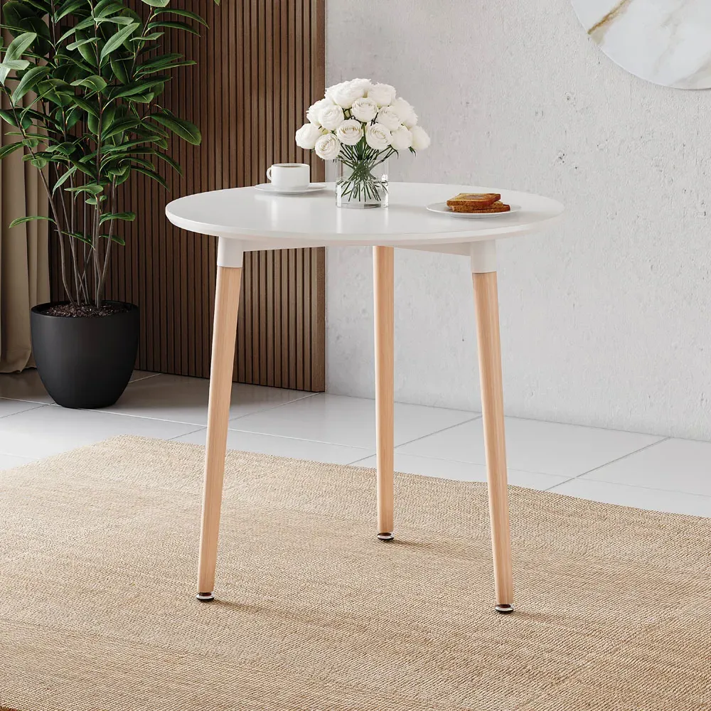 Batley 3 Seater Round Dining Table - White, MDF