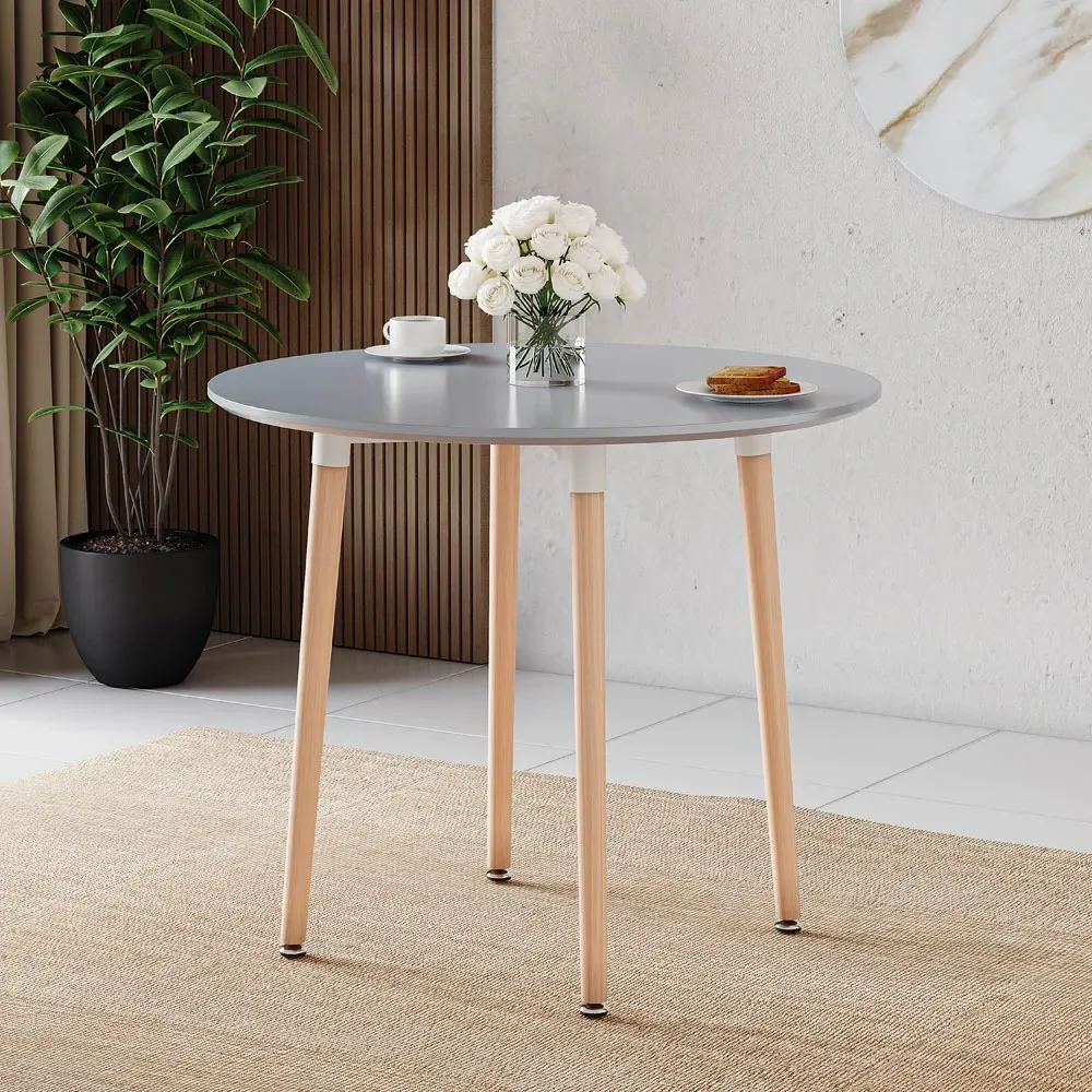 Batley 4 Seater Round Dining Table - Grey, MDF
