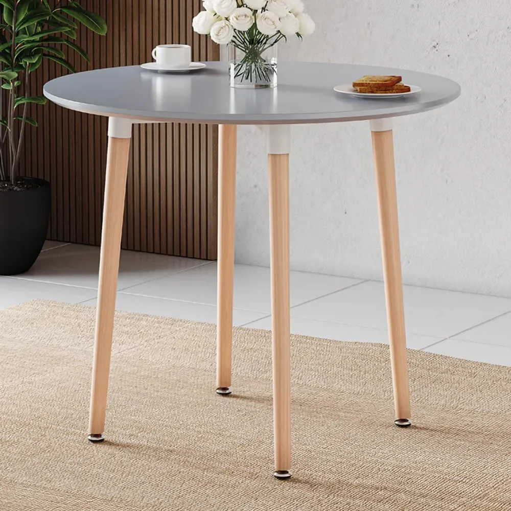 Batley 4 Seater Round Dining Table - Grey, MDF
