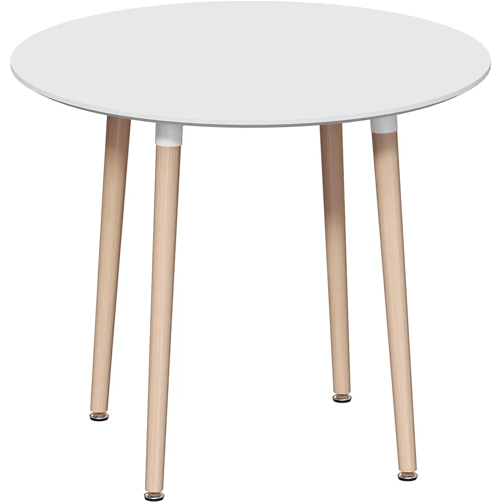 Batley 4 Seater Round Dining Table - White, MDF