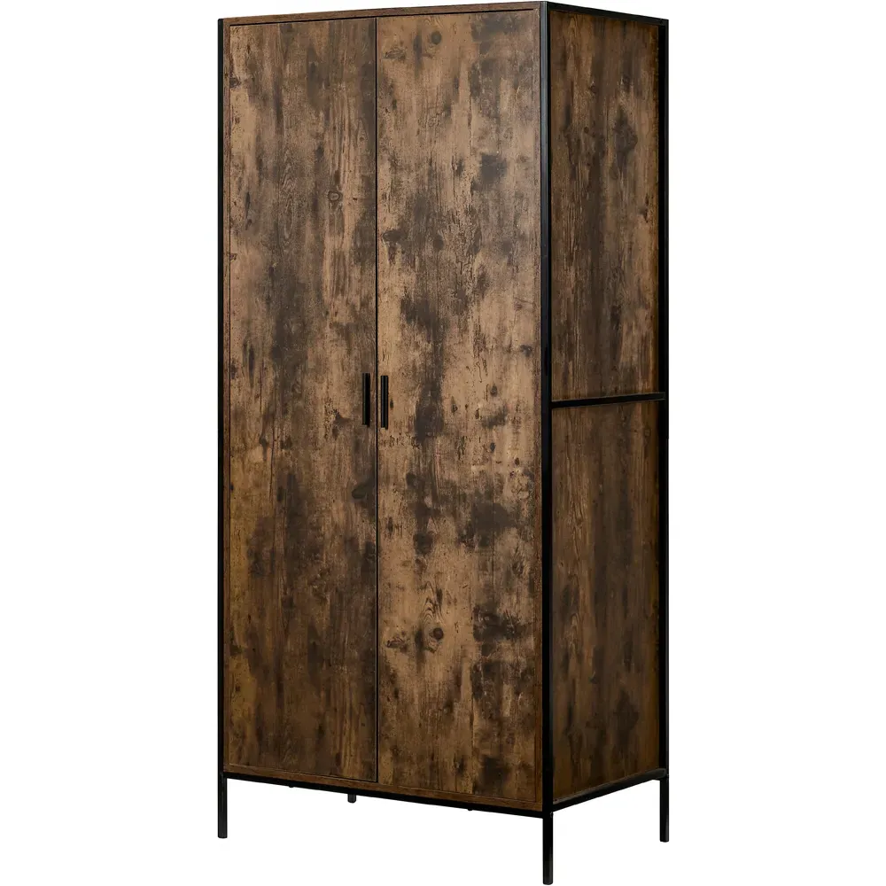 Brooklyn 2 Door Wardrobe with Hanging Rail - Brown