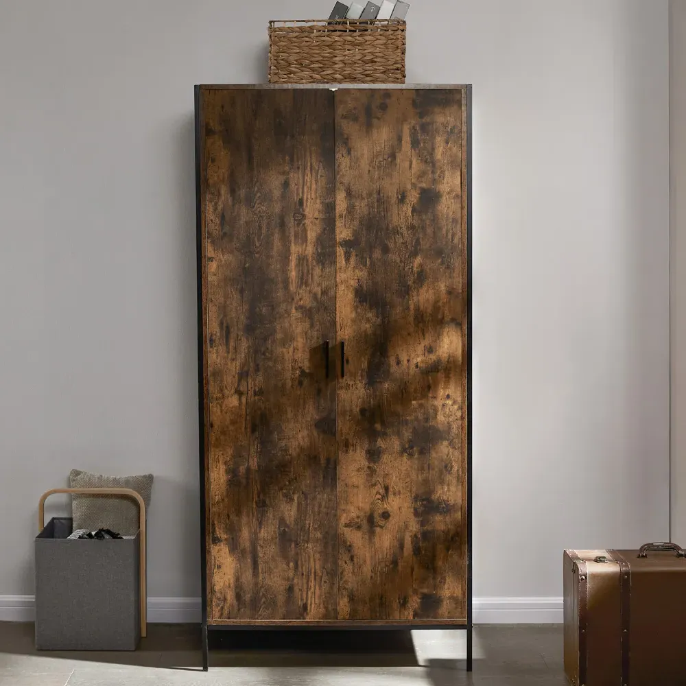 Brooklyn 2 Door Wardrobe with Hanging Rail - Brown