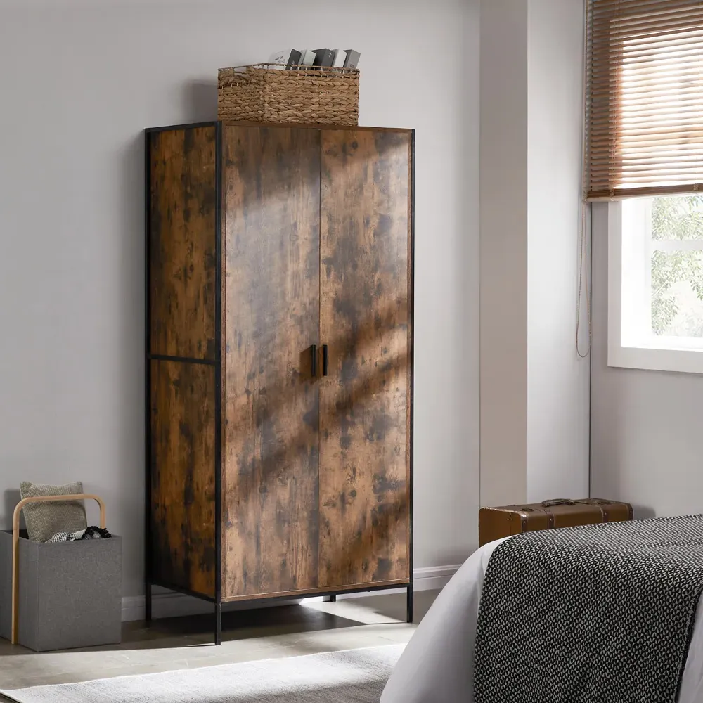 Brooklyn 2 Door Wardrobe with Hanging Rail - Brown