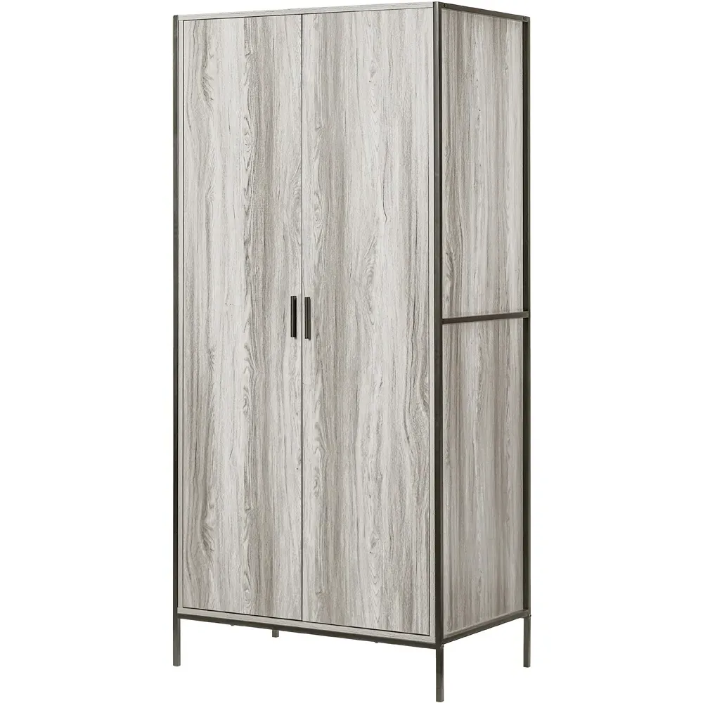 Brooklyn 2 Door Wardrobe with Hanging Rail - Grey
