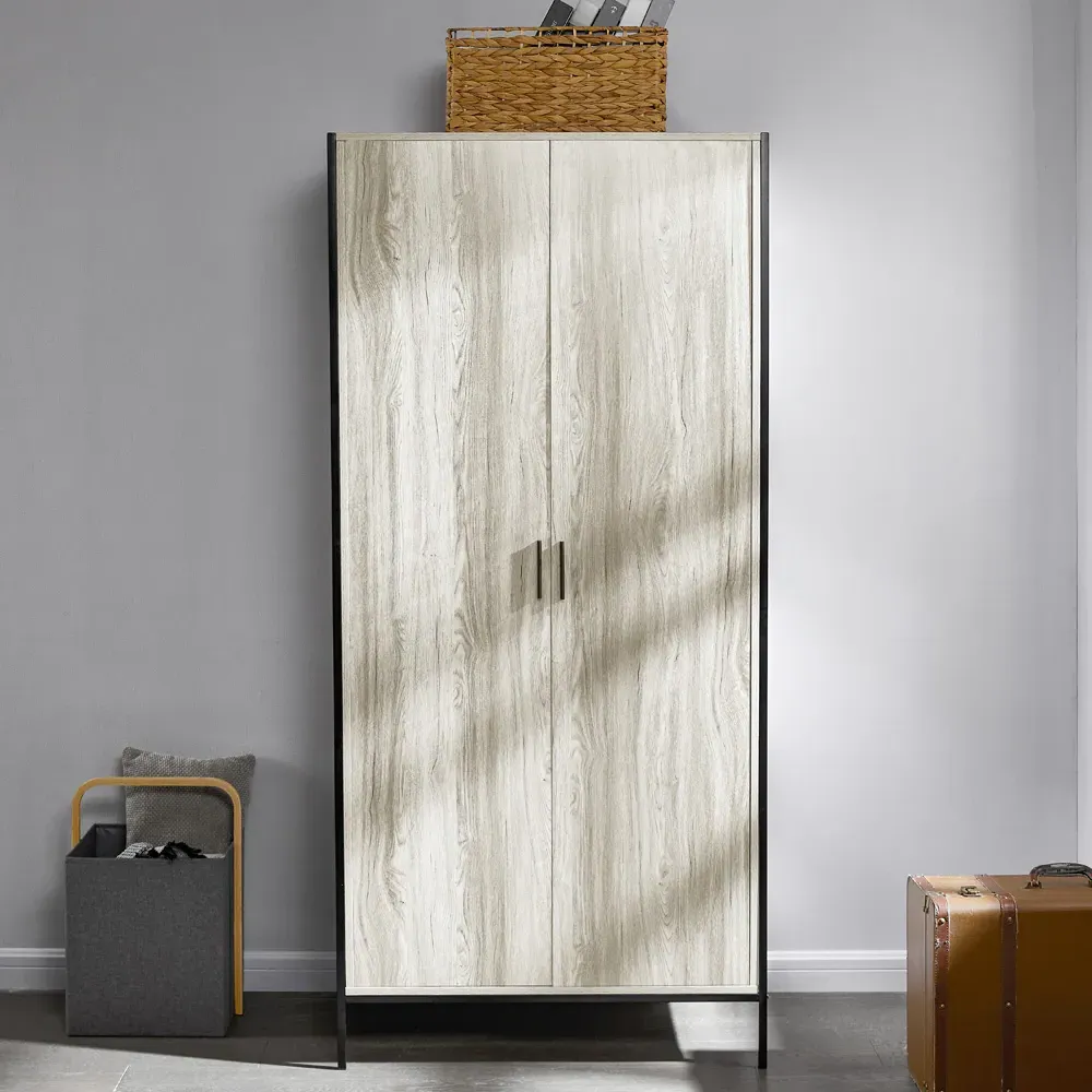 Brooklyn 2 Door Wardrobe with Hanging Rail - Grey