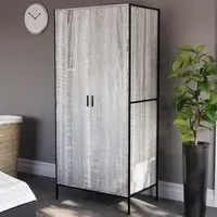 Brooklyn 2 Door Wardrobe with Hanging Rail - Grey