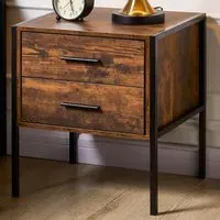 Brooklyn 2 Drawer Bedside Table - Brown, Wood
