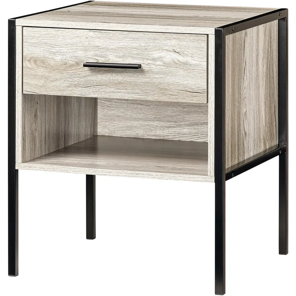 Brooklyn 2 Drawer Bedside Table - Grey, Metal