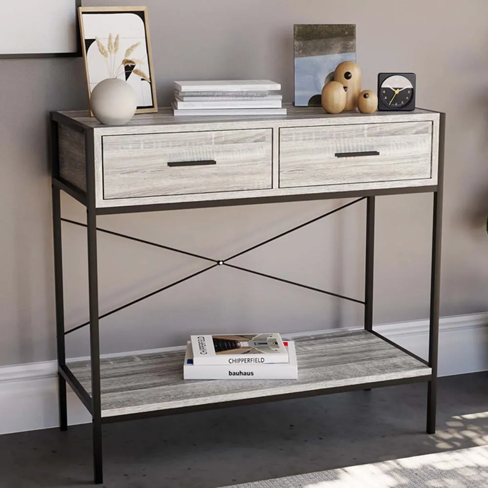 Brooklyn 2 Drawer Console Table - Grey