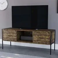 Brooklyn 2 Drawer TV Unit with Shelf - Brown, Metal