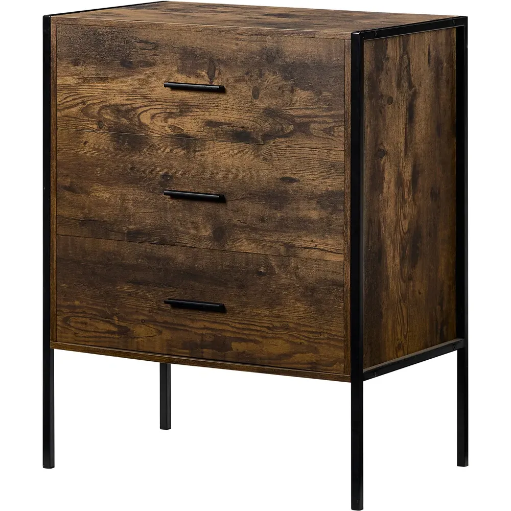 Brooklyn 3 Drawer Chest of Drawers - Brown, Metal