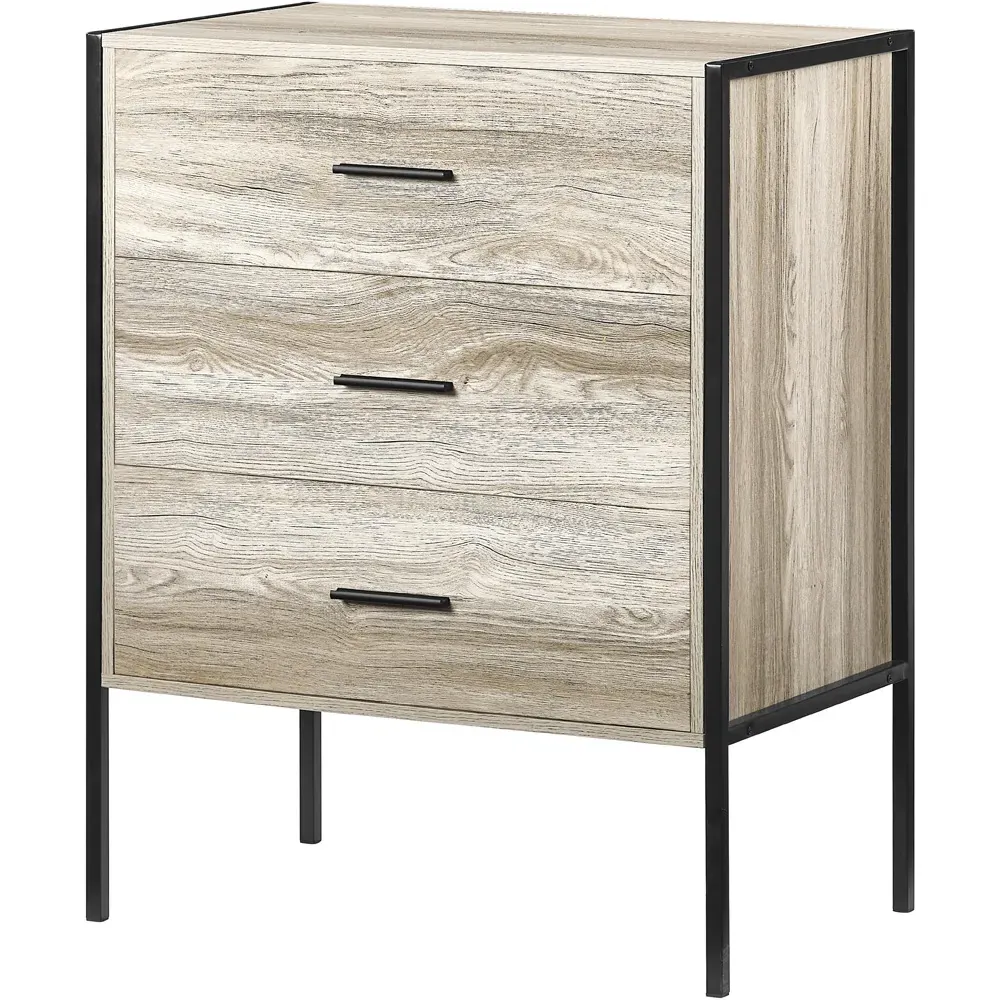 Brooklyn 3 Drawer Chest of Drawers - Grey, Metal