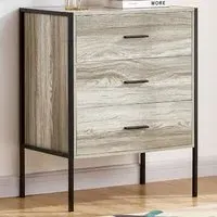 Brooklyn 3 Drawer Chest of Drawers - Grey, Metal
