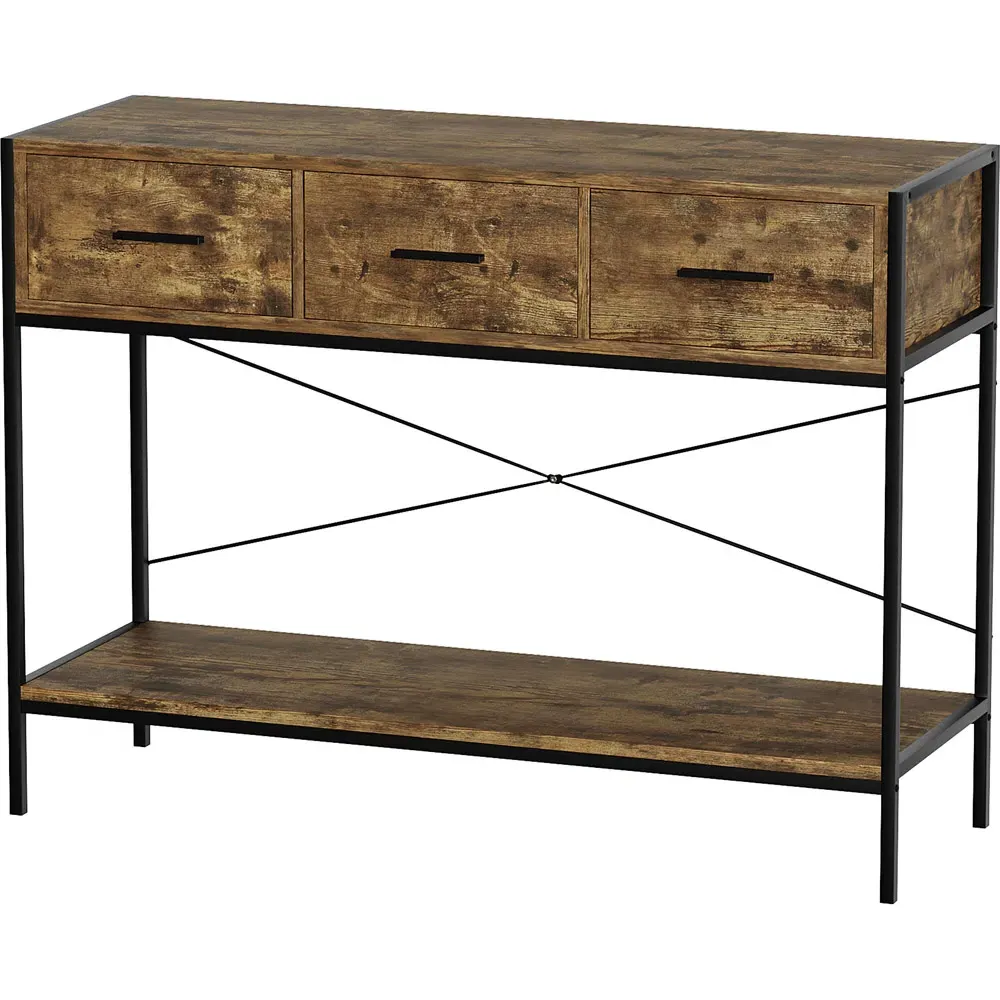 Brooklyn 3-Drawer Console Table - Brown, Wood