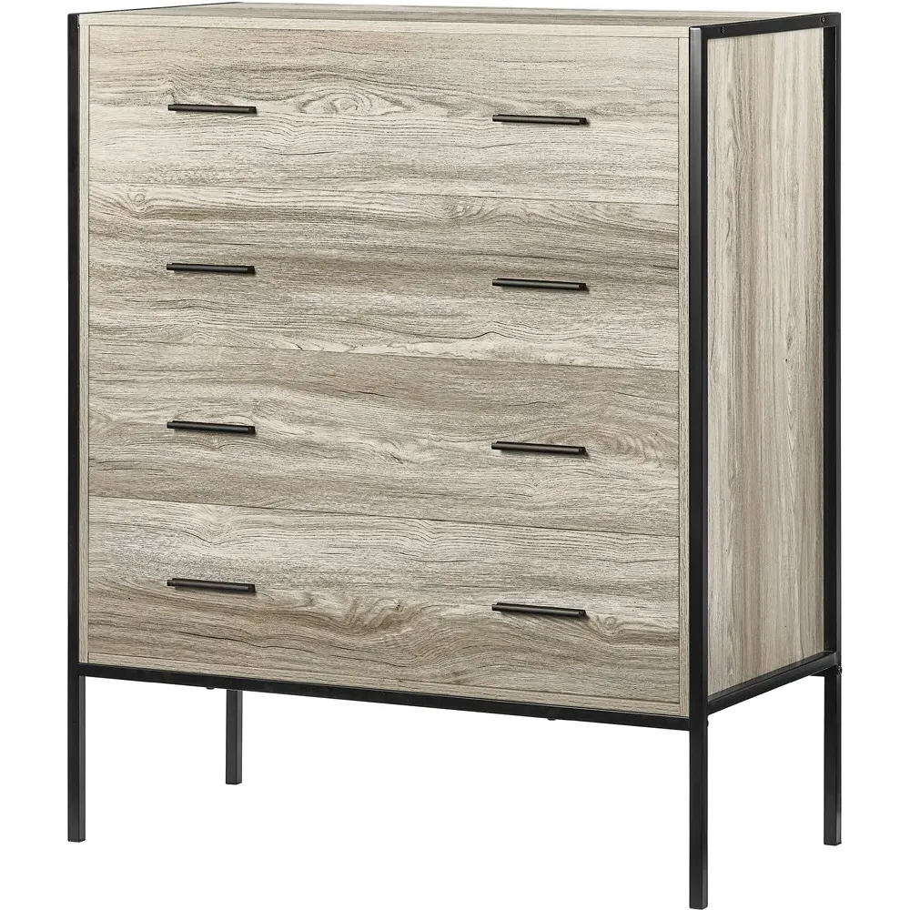 Brooklyn 4 Drawer Chest of Drawers - Grey, Metal