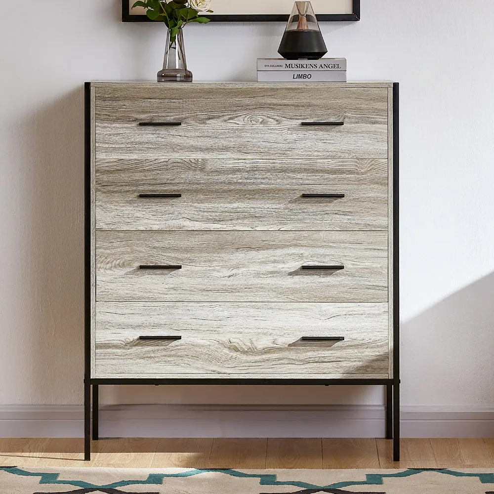 Brooklyn 4 Drawer Chest of Drawers - Grey, Metal