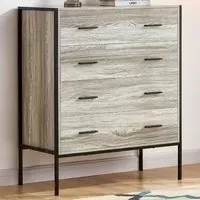 Brooklyn 4 Drawer Chest of Drawers - Grey, Metal