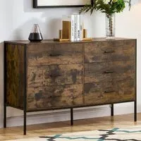 Brooklyn 6 Drawer Chest of Drawers - Brown, Metal