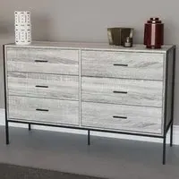 Brooklyn 6 Drawer Chest of Drawers - Grey, Metal