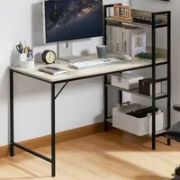 Brooklyn Computer Desk with 3 Shelves - Grey