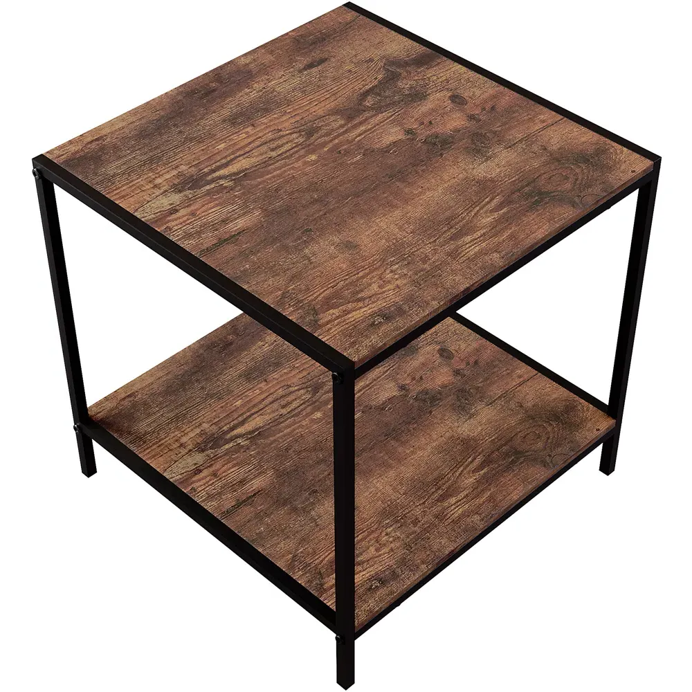 Brooklyn End Table with Storage - Dark Wood, Metal