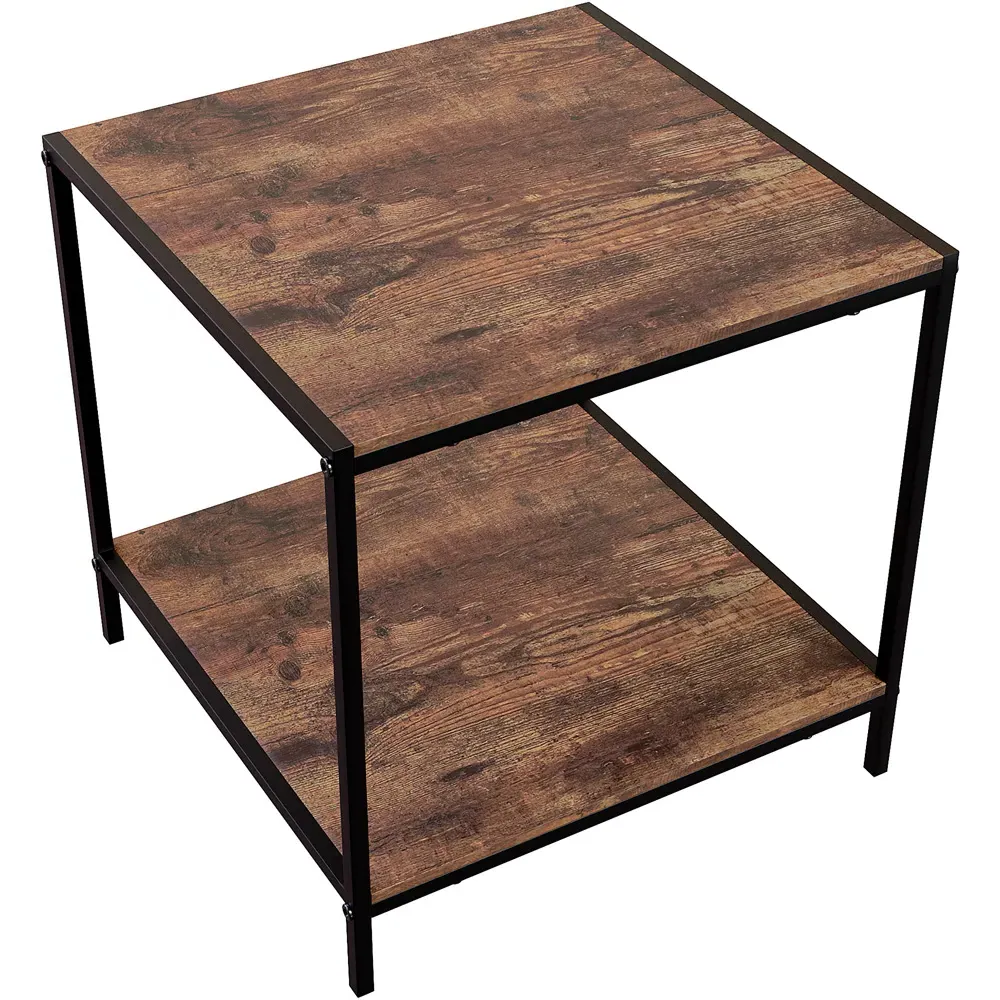 Brooklyn End Table with Storage - Dark Wood, Metal