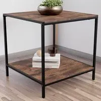 Brooklyn End Table with Storage - Dark Wood, Metal