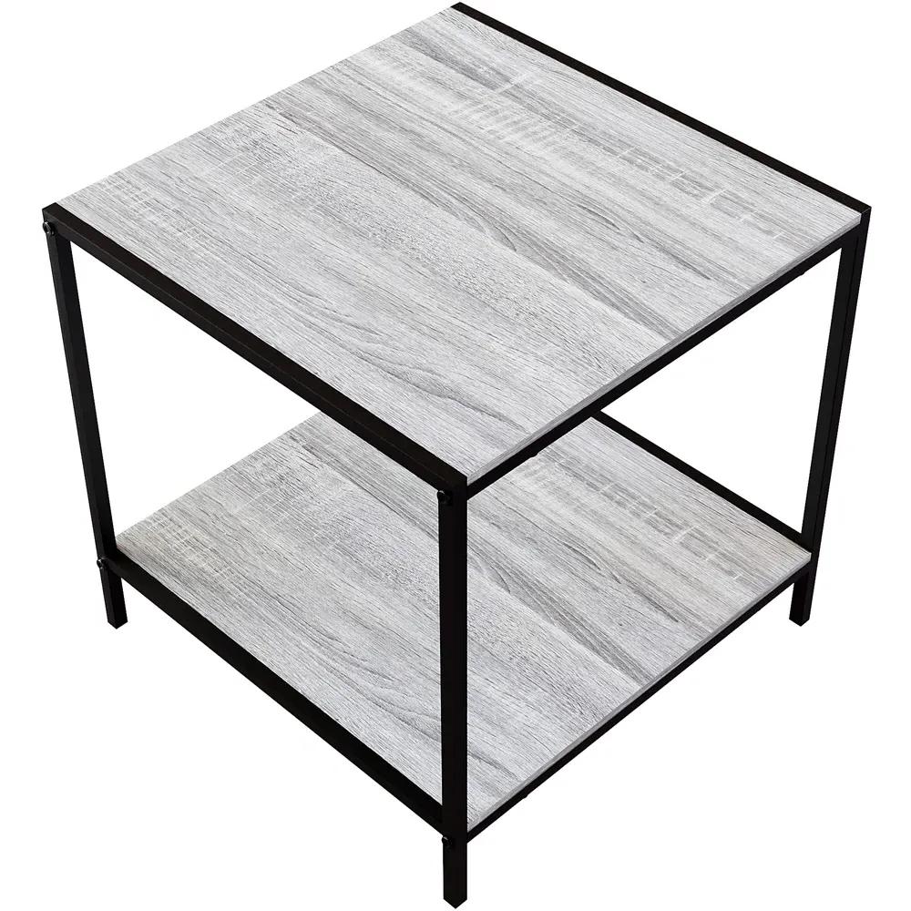 Brooklyn End Table with Storage - Grey, Metal