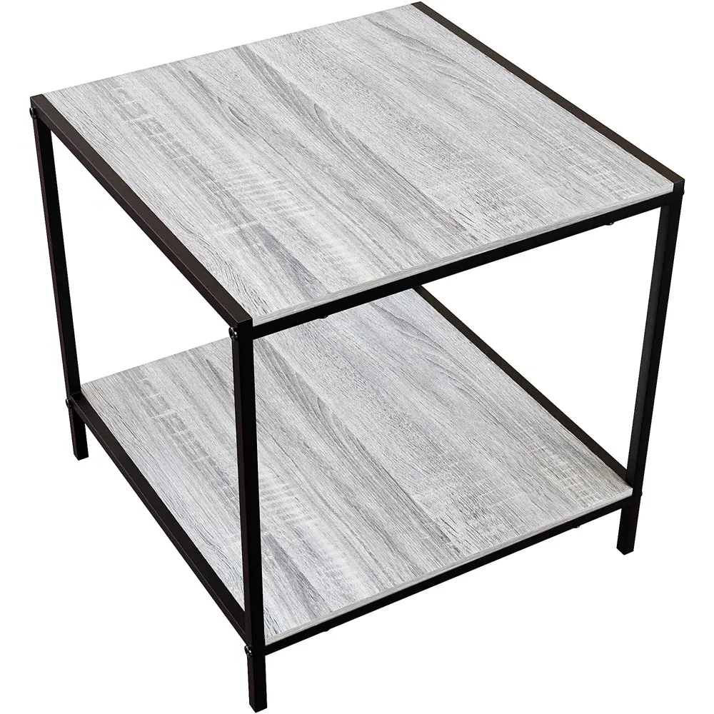 Brooklyn End Table with Storage - Grey, Metal