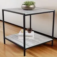 Brooklyn End Table with Storage - Grey, Metal