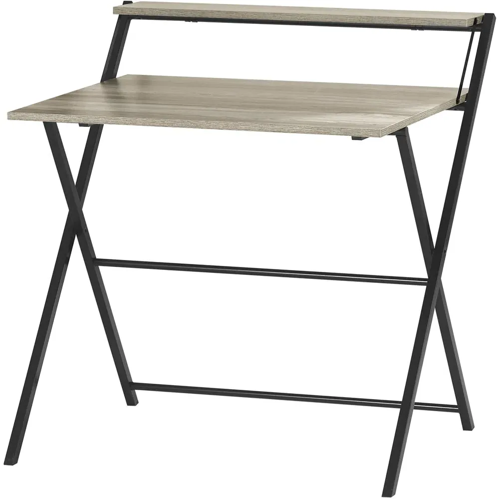 Brooklyn Foldable Computer Desk with Storage - Grey