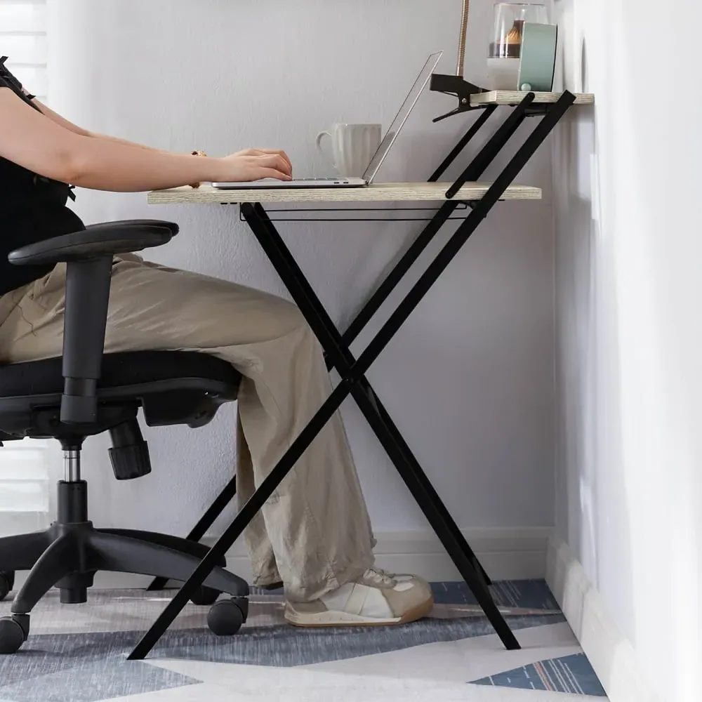 Brooklyn Foldable Computer Desk with Storage - Grey