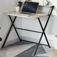 Brooklyn Foldable Computer Desk with Storage - Grey