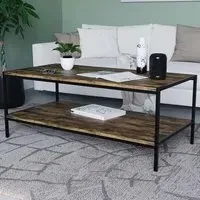 Brooklyn Industrial Coffee Table with Storage - Brown