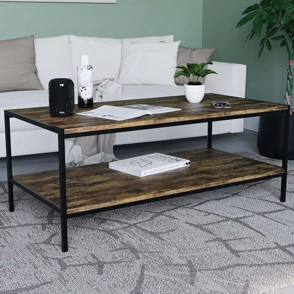 Brooklyn Industrial Coffee Table with Storage - Brown image