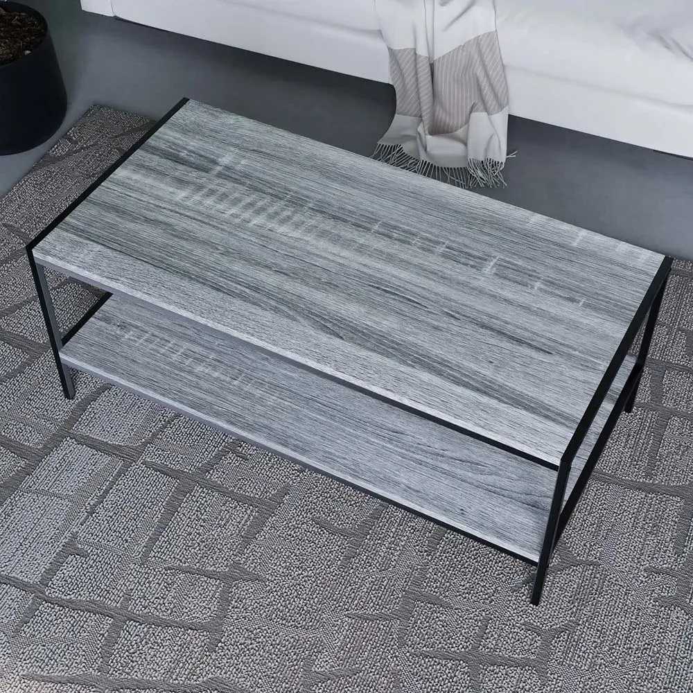 Brooklyn Industrial Coffee Table with Storage - Grey