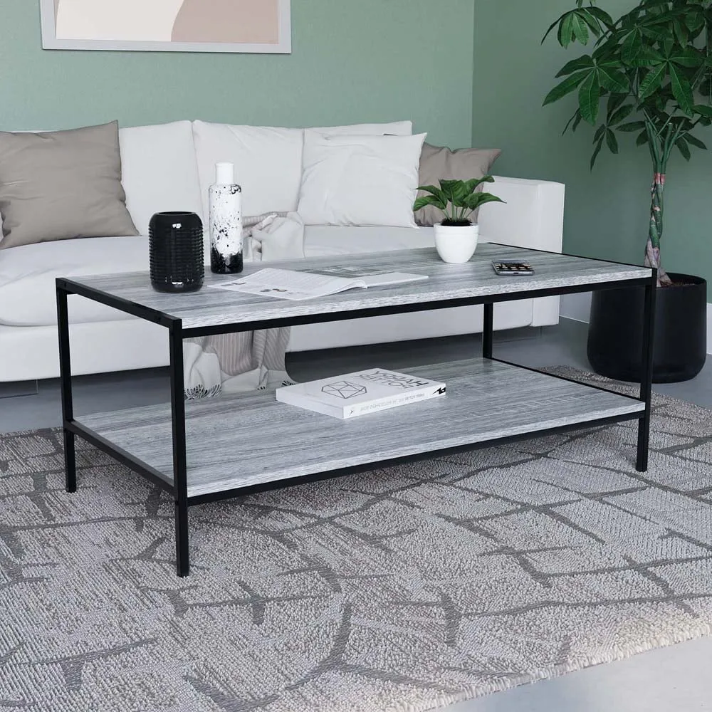 Brooklyn Industrial Coffee Table with Storage - Grey