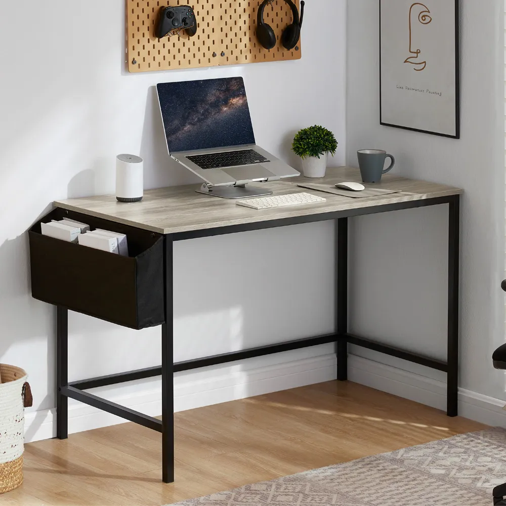 Brooklyn Large Computer Desk with Storage - Grey