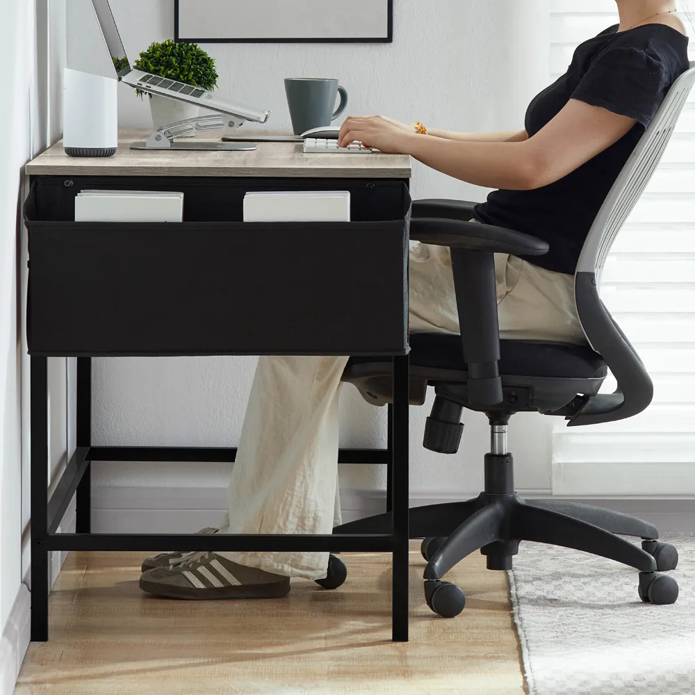 Brooklyn Large Computer Desk with Storage - Grey