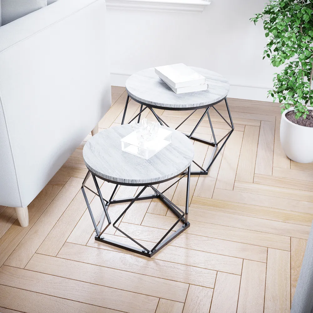 Brooklyn Nest of Tables Set of 2 - Grey