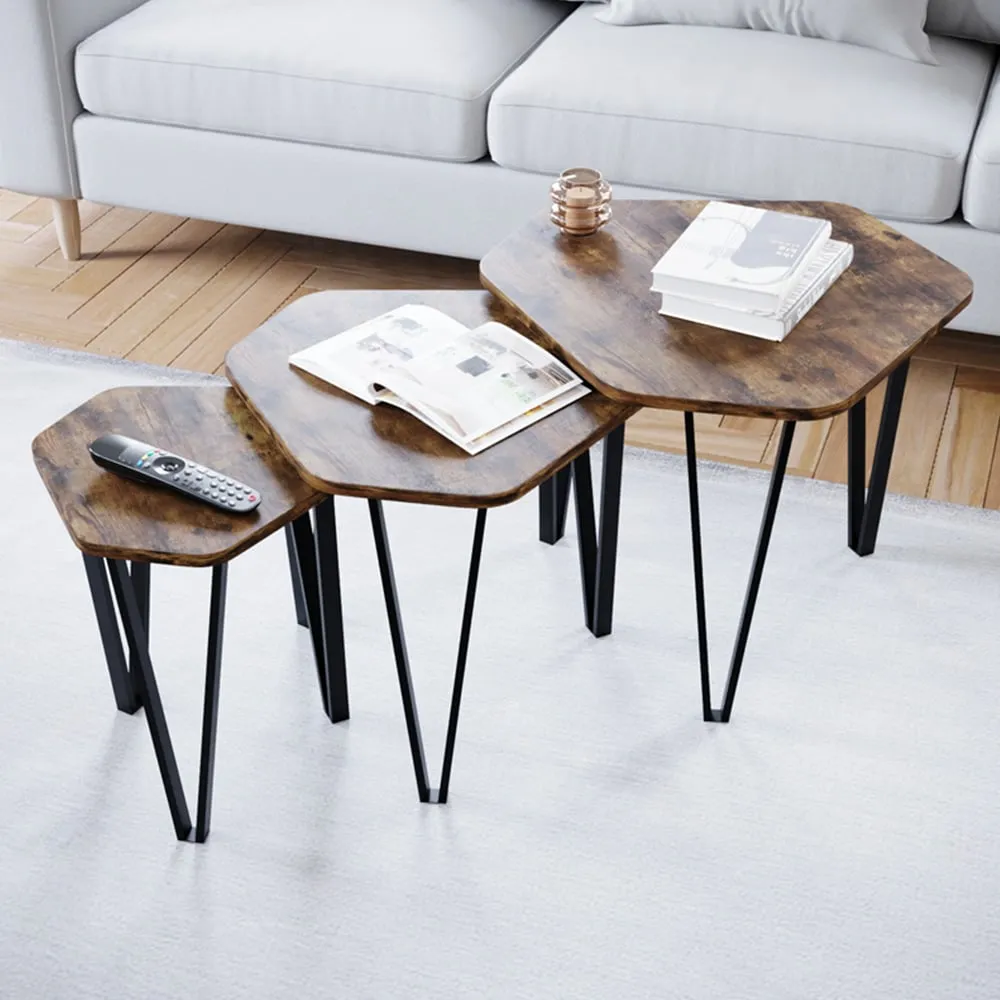 Brooklyn Nest of Tables Set of 3 - Dark Wood