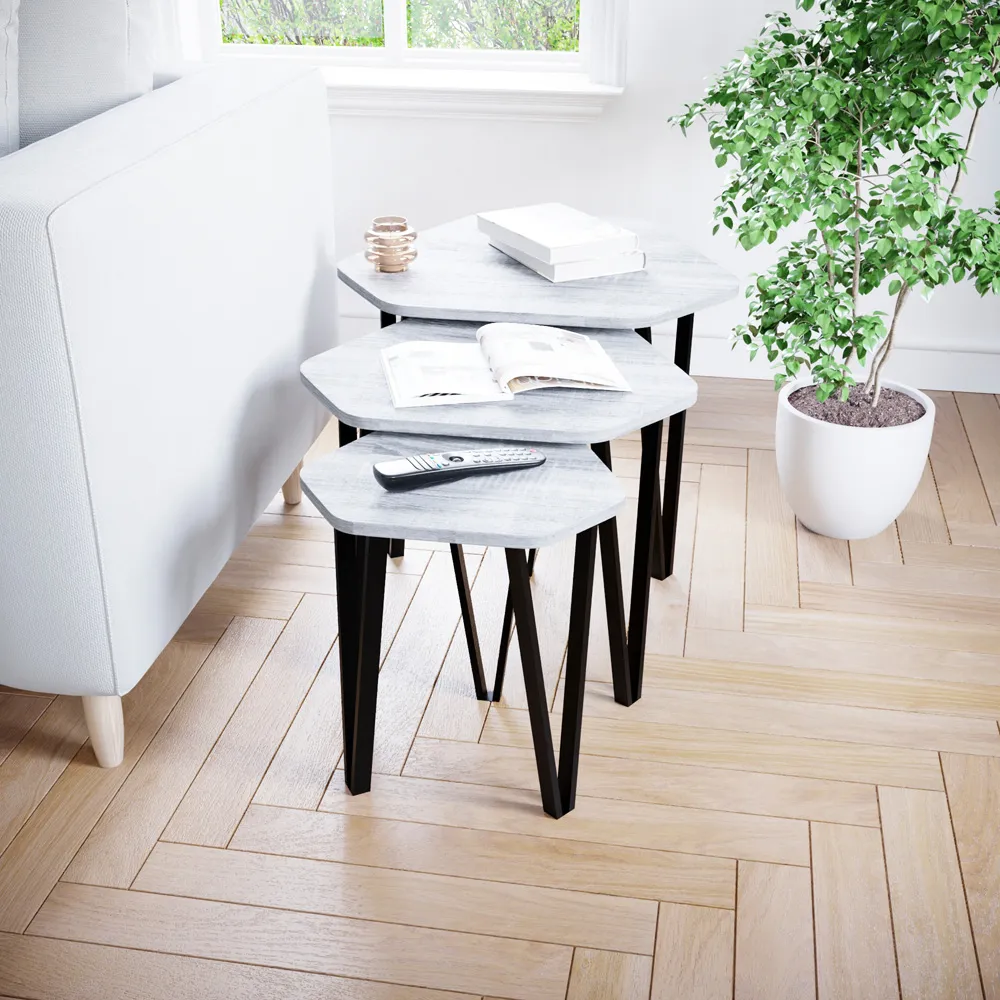 Brooklyn Nest of Tables Set of 3 - Grey