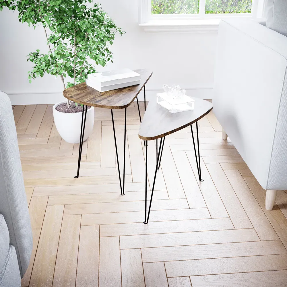 Brooklyn Oval Nest of Tables Set of 2 - Dark Wood