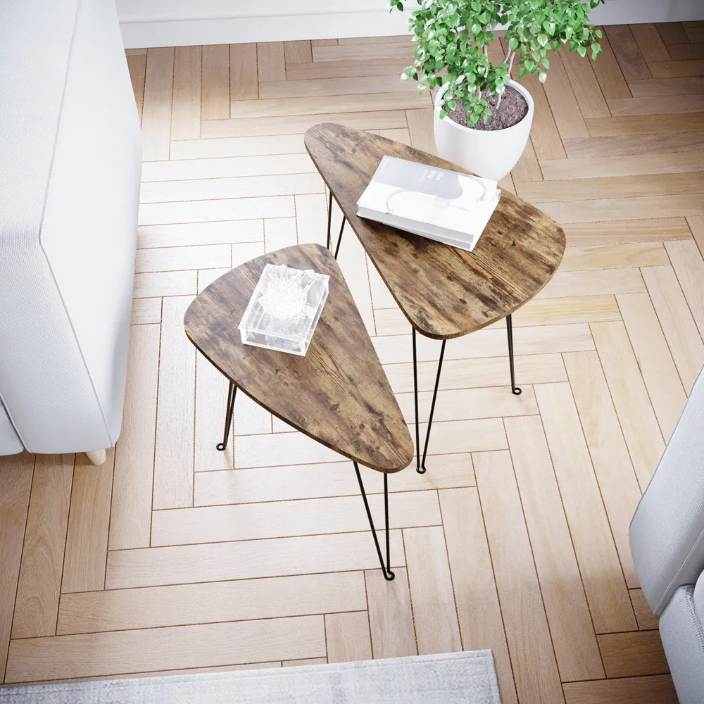 Brooklyn Oval Nest of Tables Set of 2 - Dark Wood