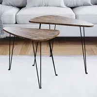 Brooklyn Oval Nest of Tables Set of 2 - Dark Wood